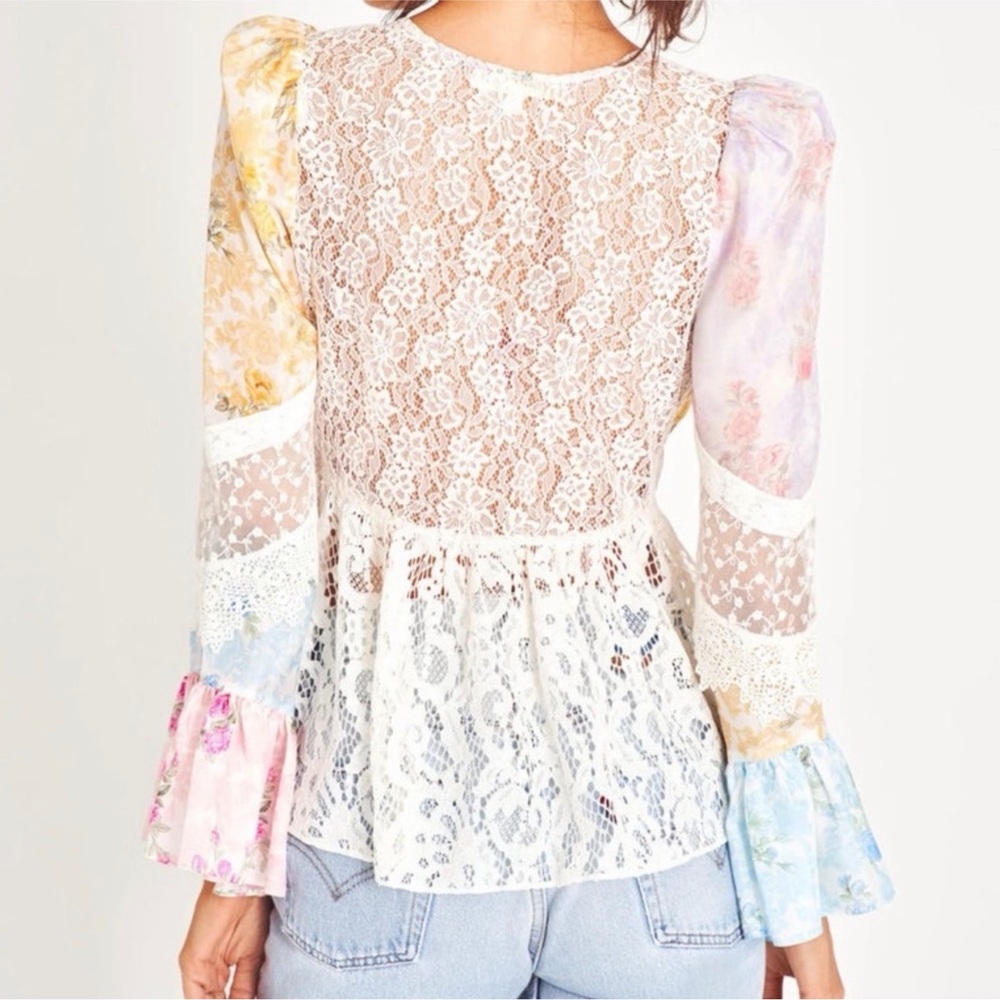 LoveShackFancy Multicolor Lace Blouse - Picture 2 of 7